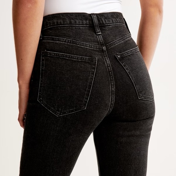 ABERCROMBIE & FITCH Jeans Ankle Straight Ultra High Rise Faded Black Size 27S - Picture 3 of 12